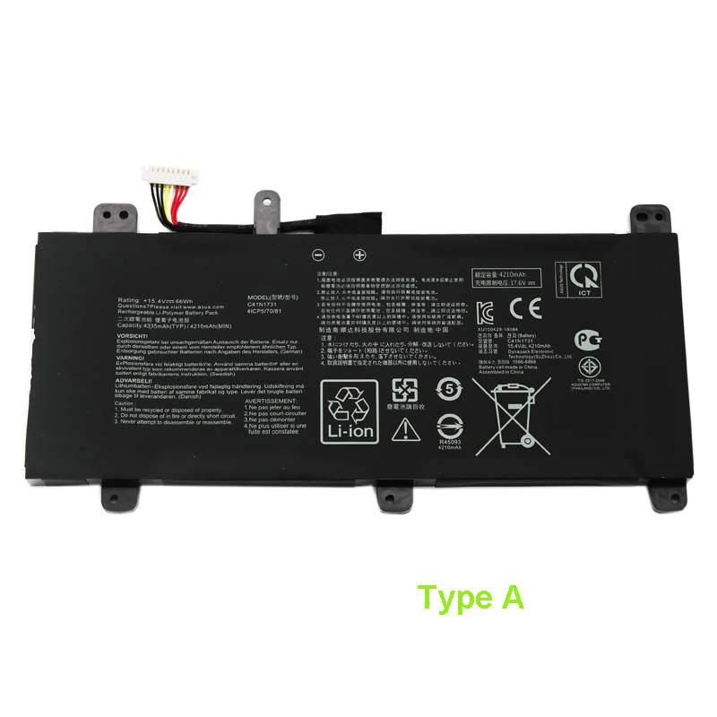 Compatible laptop battery asus  for C41N1731 